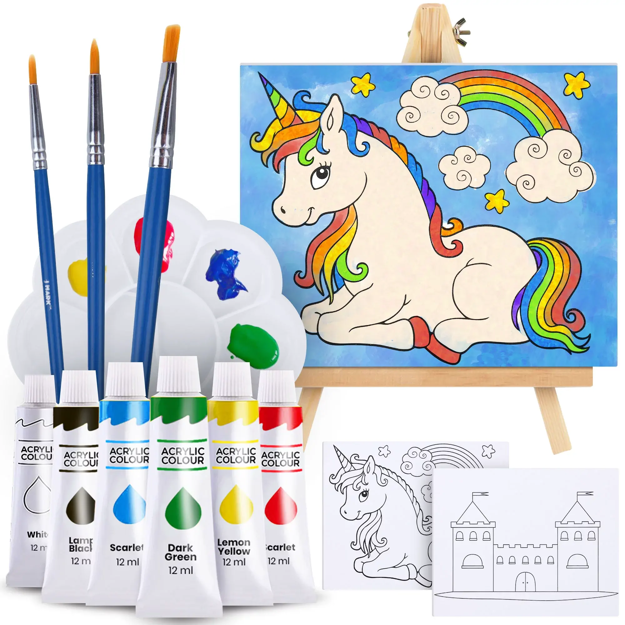 Ensemble de peinture DIY avec 6 couleurs de peinture acrylique, kits de peinture par numéros sur toile, vente en gros