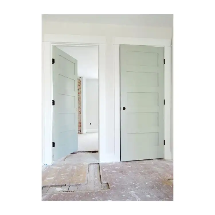Habitación interior de estilo americano, puertas de madera maciza de Color blanco, coctelera de apartamento de Hotel para el hogar personalizada, puerta de madera MDF