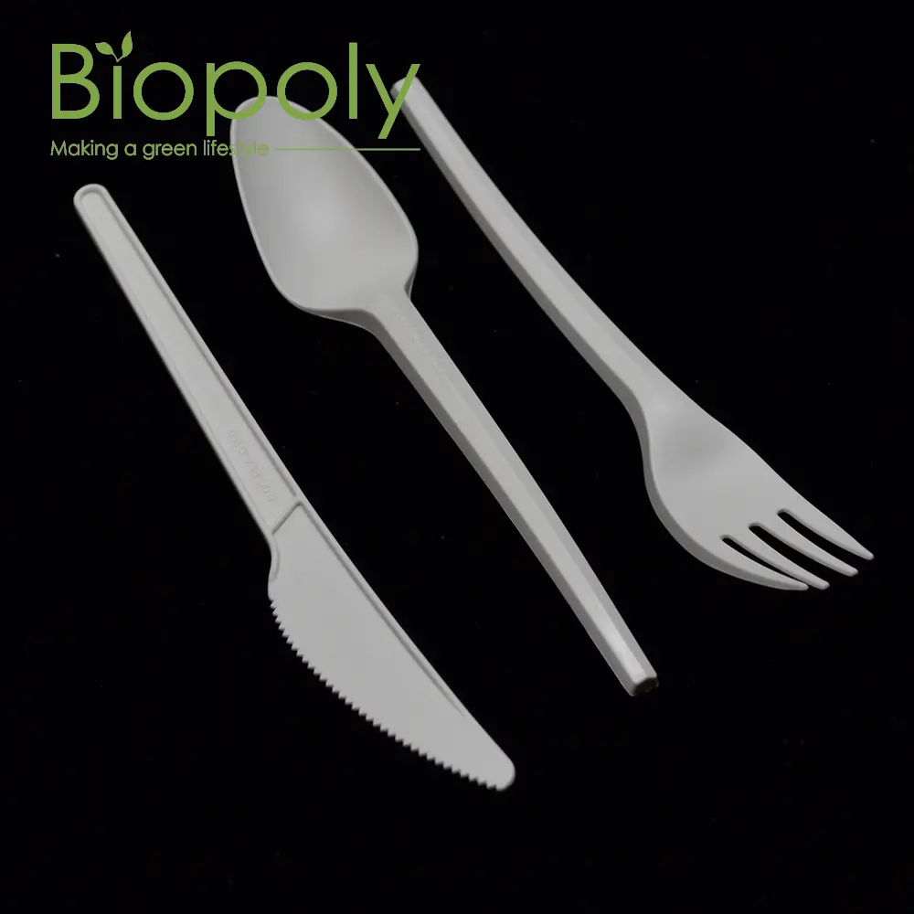 Biopoly Oem Pla Bestek Bestek Sets, Vlucht Plastic Lepel Vork En Mes Kit, Wegwerp Plastic Bestek Packs