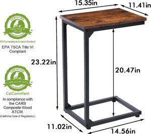 C形茶几一套2，边桌客厅，沙发，沙发，卧室小吃边桌，乡村棕色 - Product Image 3