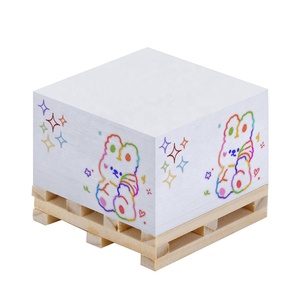 Cubo de notas con impresión de logotipo personalizado profesional, paleta de madera, notas adhesivas autoadhesivas, soporte para notas, almohadilla, bloque de cubo de papel, recarga - Product Image 1