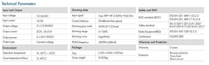 WB1 2CH Tuya Wifi LED Remote Dimmer einfarbige Bluetooth LED Wireless RF Controller