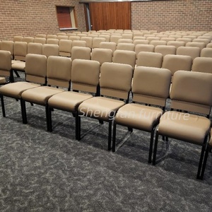 2025 fabrika malzemeleri yüksek kalite ucuz birbirine istiflenebilir kilise sandalyeleri 21 "döşemeli Metal kilise sandalye konferans için - Product Image 1