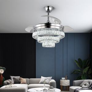 Işık kapalı rustik demir dekoratif aydınlatma uzaktan kumanda ile avize kristal tavan vantilatörü fantezi - Product Image 6