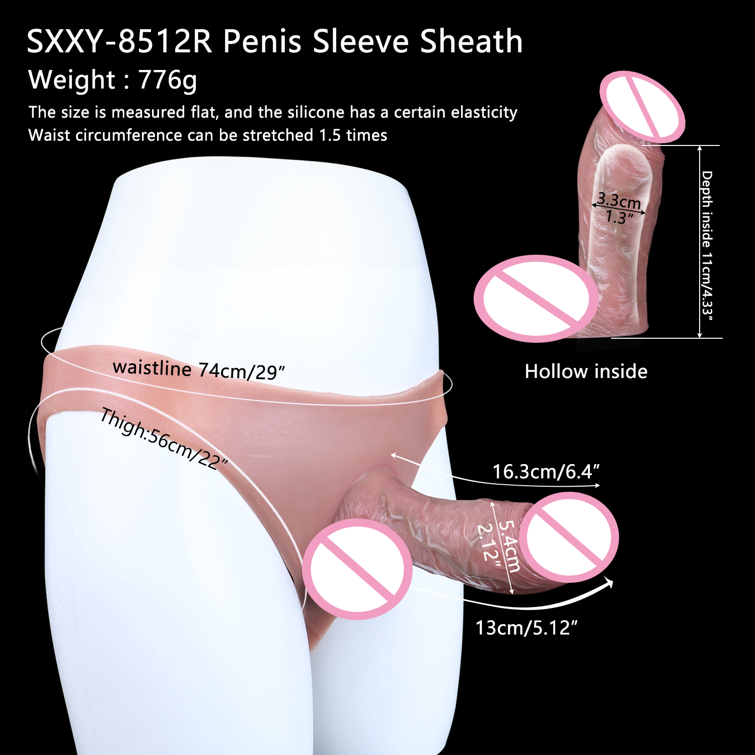 8512-R taille de manche 16,3*5,4 cm