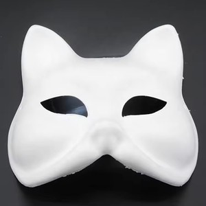 Fabrika malzemeleri beyaz el yapımı boş kağıt yarım yüz seksi kedi maskeli maske kostüm parti maskesi - Product Image 4