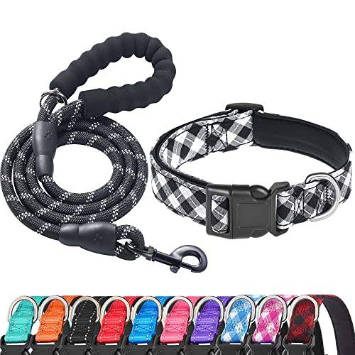 Black Plaid Collar+Leash