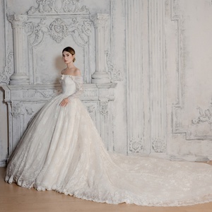 सुरुचिपूर्ण सरल और मीठा एकल-कंधे की ब्राइडल शादी पोशाक पोशाक भव्य डिजाइन समर्थन - Product Image 2