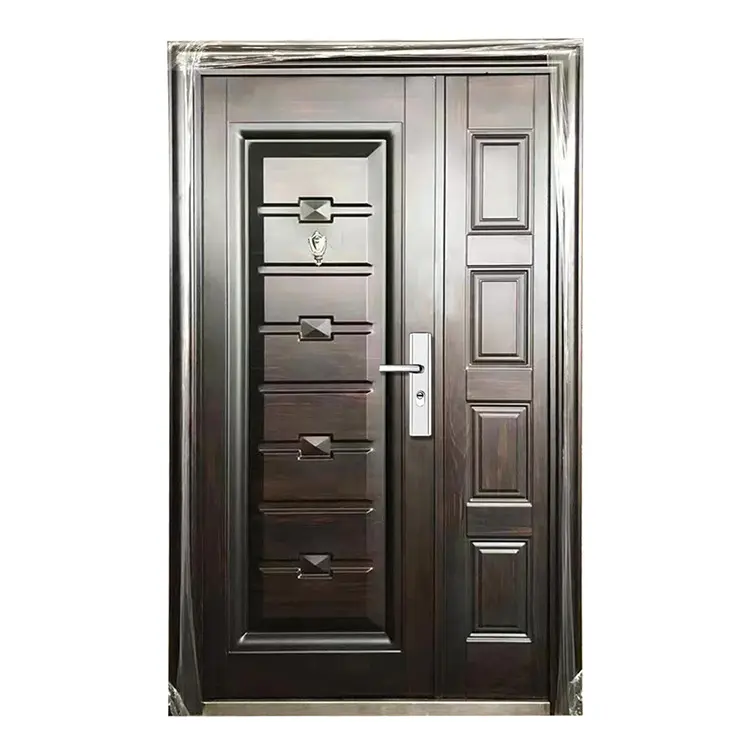 China Factory Steel Security Main Door Design Luxury Cast Aluminum Door Main Entrance Cheap Exterior Steel Door