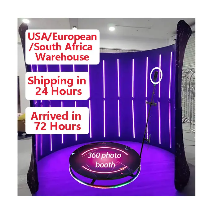 2024 High Quality 360 Photo Booth Machine Enclosure Backgrounds Portable Automatic Spinner Photo Booth 360 Backdrop Led Light