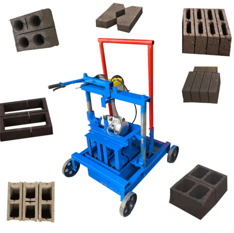 Máquina de fabricación de bloques huecos de cemento Manual, pavimentadora de bloques de construcción móvil pequeña
