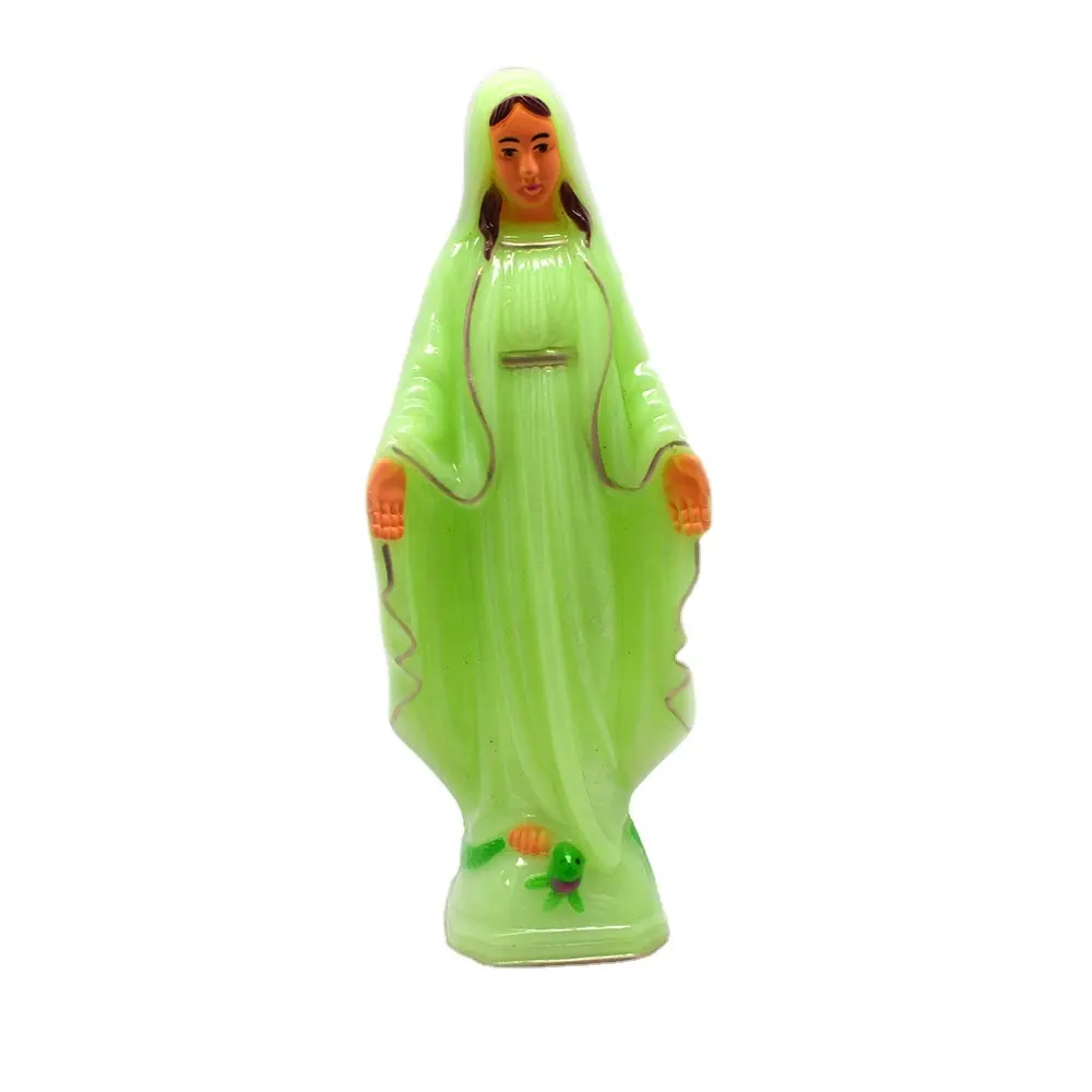 Decorazione domestica all'ingrosso cattolica luminosa grande vergine maria figurina statua a buon mercato religiosa plastica incandescente statua Madonna