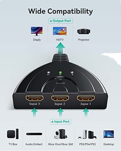 Conmutador HD tres en uno, convertidor de alta definición 4K, decodificador con accesorios de audio/video para conexión de monitor HDMI/3D - Product Image 2
