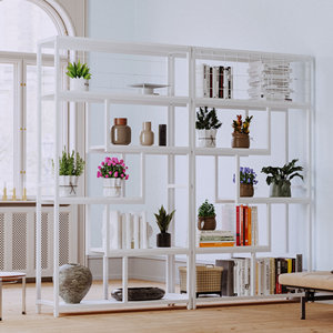 Modern stil Metal ahşap uzun boylu kitap 6-raf ekran banyo kabini kitap rafı kitaplık kitaplık - Product Image 5