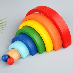 Little Man Semicírculo Edifício Toy Rainbow Building <span class=keywords><strong>Block</strong></span> Arco Ponte Semicírculo Em Forma de Educação Infantil Puzzle Toy
