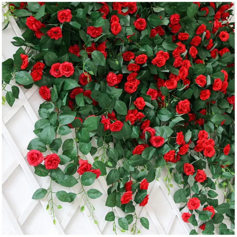 Artificiales Mariage Bouquet De Fleurs Arrangement Soie Mariage Artificiel Rouge Blanc Rose Fleur artificielle mur de fleurs