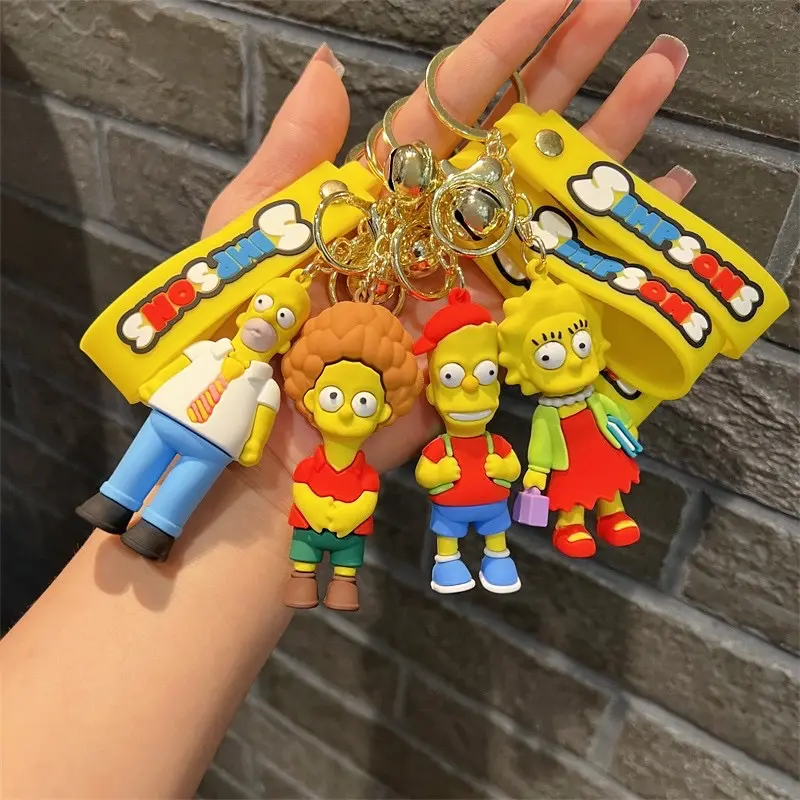 Nouveau design mignon Simpsons Family Story porte-clés pendentif cool voiture porte-clés sac d'école suspendu en gros