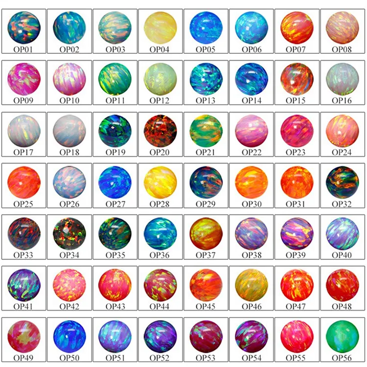 Perles rondes en opale synthétique multicolores, pierre précieuse en vrac, pierre précieuse opale de feu, vente en gros