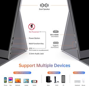 Monitor portátil OEM 15,6 "FHD IPS USB Tipo-C Pantalla de computadora externa Segundo Monitor ultra delgado para computadora portátil PS4 - Product Image 5