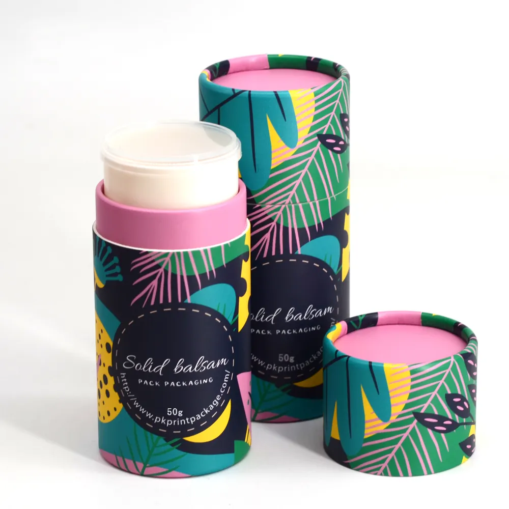 Biodegradable Empty Lip Balm Twist Up Paper Tube Custom Design Cylinder Paper Packaging for Deodorant Sunscreen