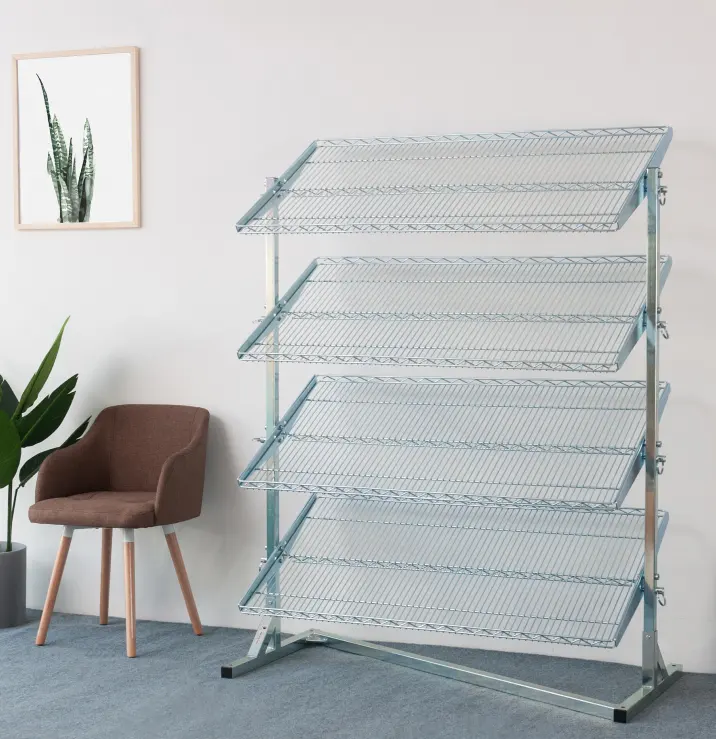 Multifunktion verstellbarer Winkel Speicher Organizer Metall Stahl 4 Schichten Draht Display Rack