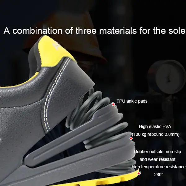 Zapatos DE SEGURIDAD cómodos y transpirables de suela alta con puntera de fibra antigolpes para seguridad y protección