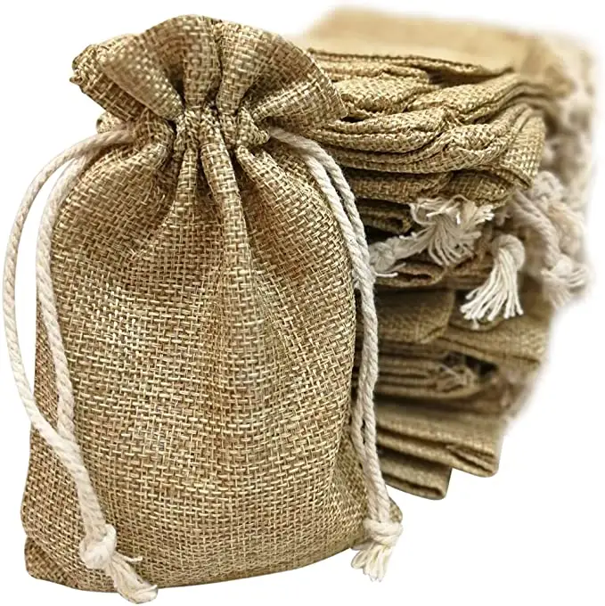 Small Burlap Bags Drawstringと、4 × 6 Inch Rustic Gift Bag Bulk Pack Wedding Party Favors、JewelryとTreat Pouches