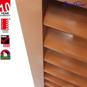 Modern Design <strong>Wood</strong> Grain Color Aluminum Alloy <strong>Louvre</strong> Windows Shutters New Air Flow Brown for Hotel Horizontal Opening Pattern - Product Image 4