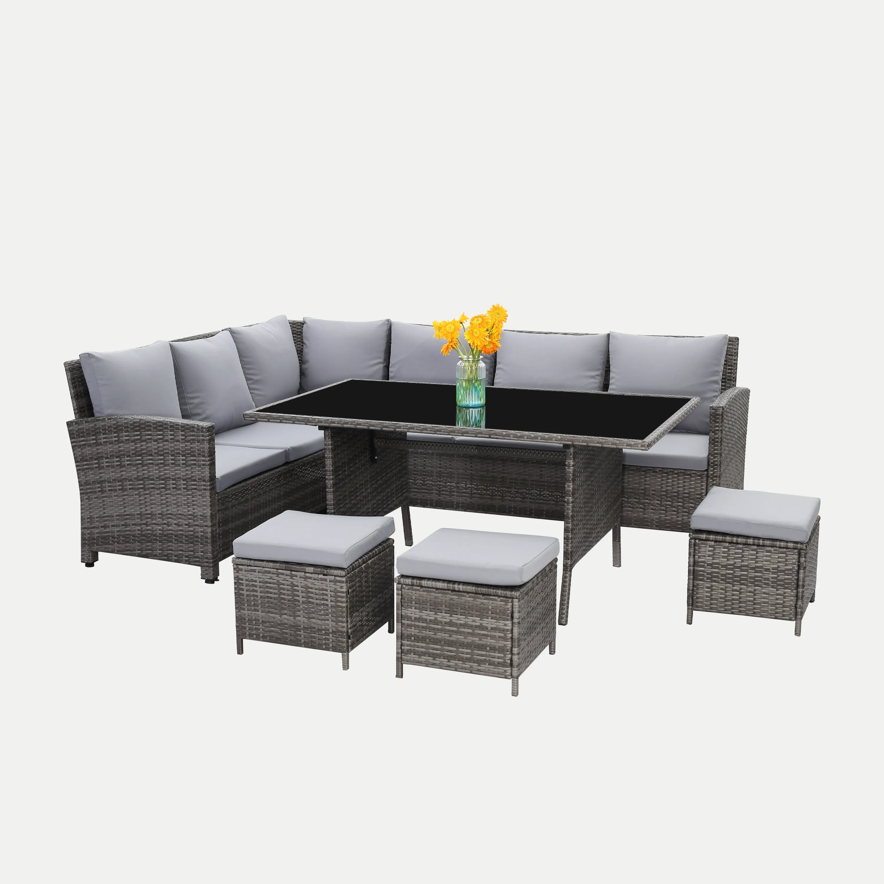 HB41.9504-Conjunto de muebles de mimbre para exterior, conjunto de sofá de jardín, muebles de ratán para Patio al aire libre, barato, 4 piezas