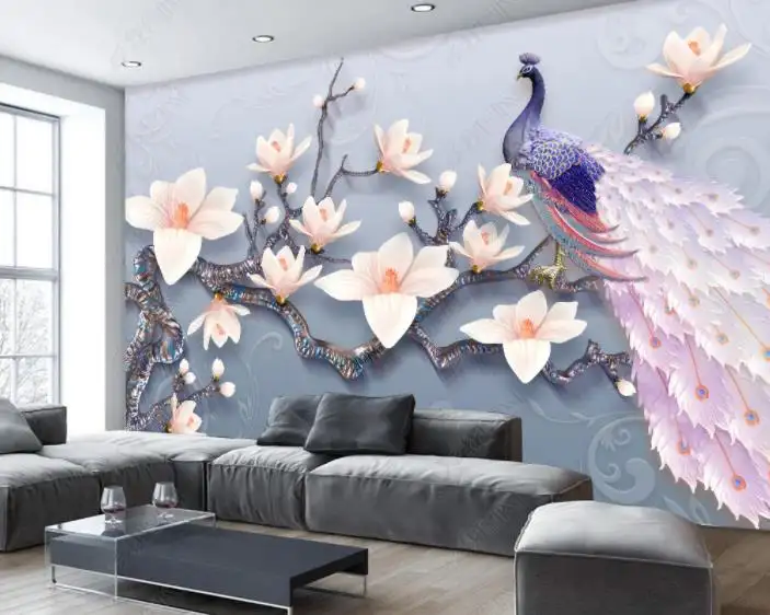 Papel tapiz con diseño de pavo real para pared, Mural con imagen Hd de 1080P, 3D, 5D, 8D