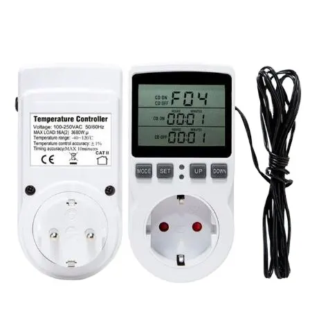 Prise de contrôleur de température numérique 110V, Thermostat sans fil avec interrupteur de minuterie, prise multifonctionnelle EU US UK AU