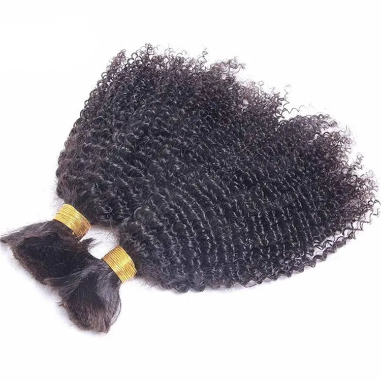Indian natural hair extension human unprocessed raw virgin bulk human Hair Bulk Afro Kinky Curly Brazilian Remy bulk hair