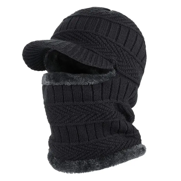 Morbido addensare sciarpa di lana cappello da sci da uomo cappelli caldi al collo Set invernale berretto lavorato a maglia Gorras Bonnet