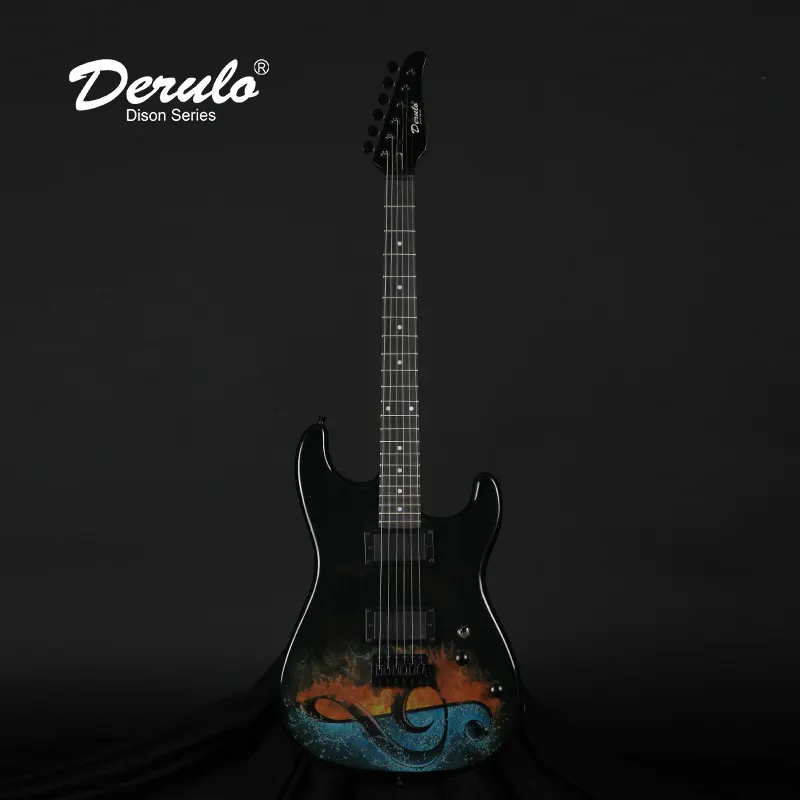 Derulo E-Gitarre 6 Saiten Hochwertige St. Typ Swamp Ash Body Kanadischer Ahorn hals Ice Fire Note Farbmuster Custom