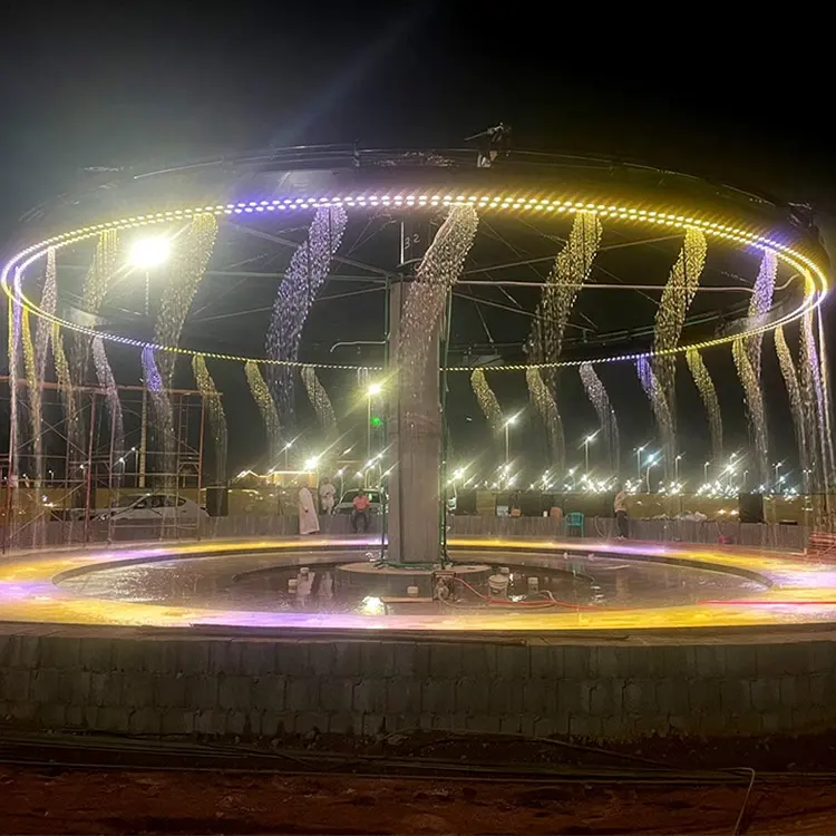 Fenlin proyecto en el extranjero Arabia Saudita 15 metros piscina fuente cascada digital gráfica agua escritura cortina