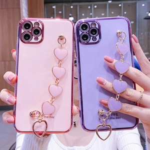 מארז עבור Redmi Electroplated יד שרשרת אהבת לב טלפון מקרה