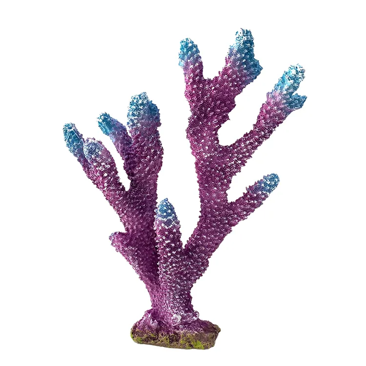 Della fabbrica del commercio all'ingrosso acquario decorativo viola della resina artificiale corallo ornamento per carro armato di pesci