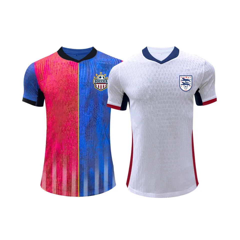 Personalizado en blanco deportes uniforme traje de fútbol de manga corta Jersey de fútbol para el equipo de color blanco uniforme de fútbol para la Copa de Europa