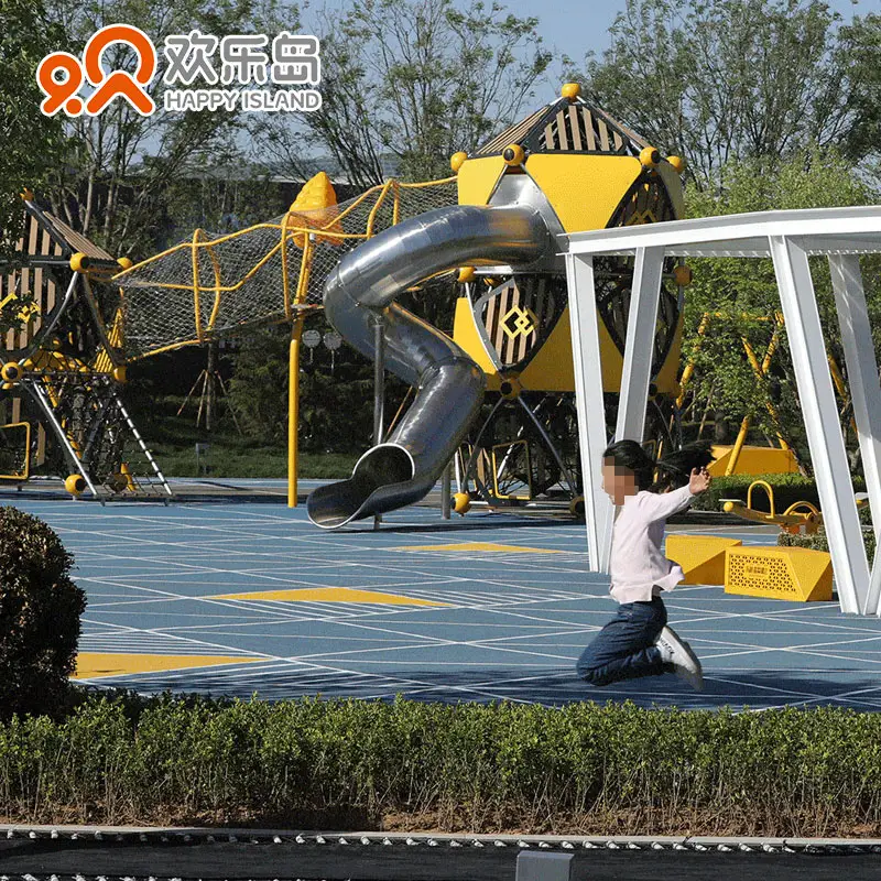 Parco giochi Design personalizzato 304 acciaio inox scivolo Epdm tappetino altalena altalena altalena trampolino rete grotta struttura per la vendita