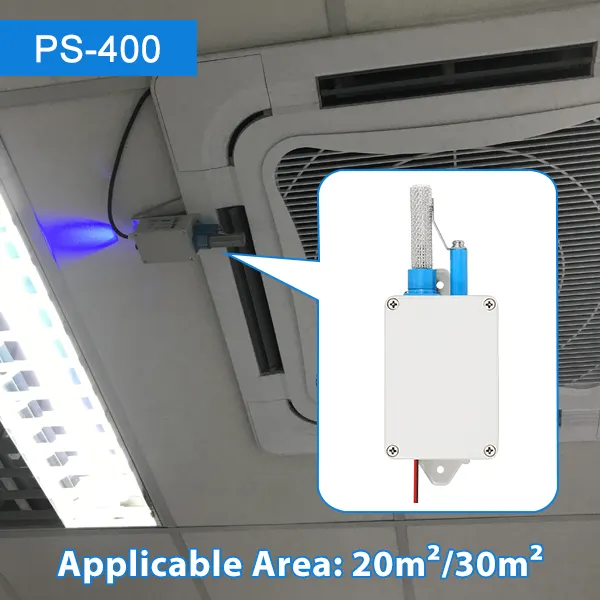 EddaAir Type de conduit PS400 Générateur de plasma froid Purificateur d'air Technologie ioniseur installé à l'intérieur de la maison Purificateur pour les odeurs de cuisine