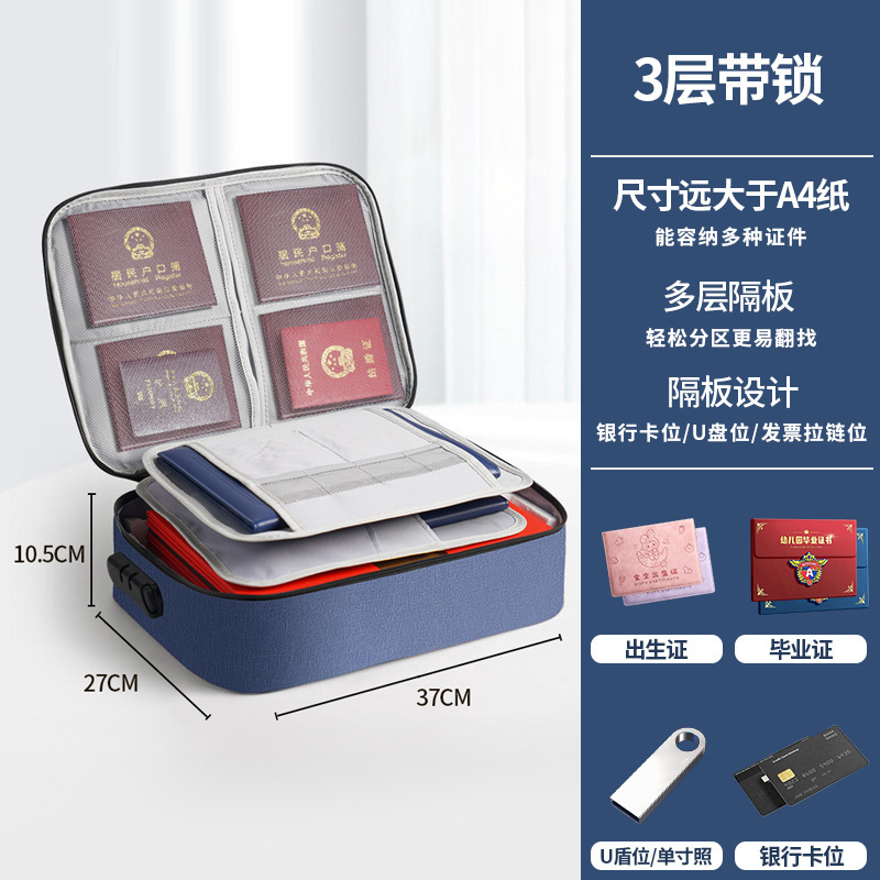 3-layer lockable navy blue