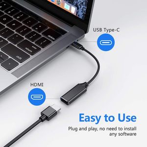 Type-C to <strong>HDMI</strong>-compatible <strong>Adapter</strong> <strong>USB</strong> 3.1 (<strong>USB</strong>-C) to -compatible Male to Female Converter for PC Computer TV Display Phone