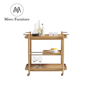 Çıkarılabilir tepsi ile Modern masif ahşap servis arabası portatif araba 3 katlı arabaları pratik mutfak çok fonksiyonlu gıda el arabası - Product Image 1