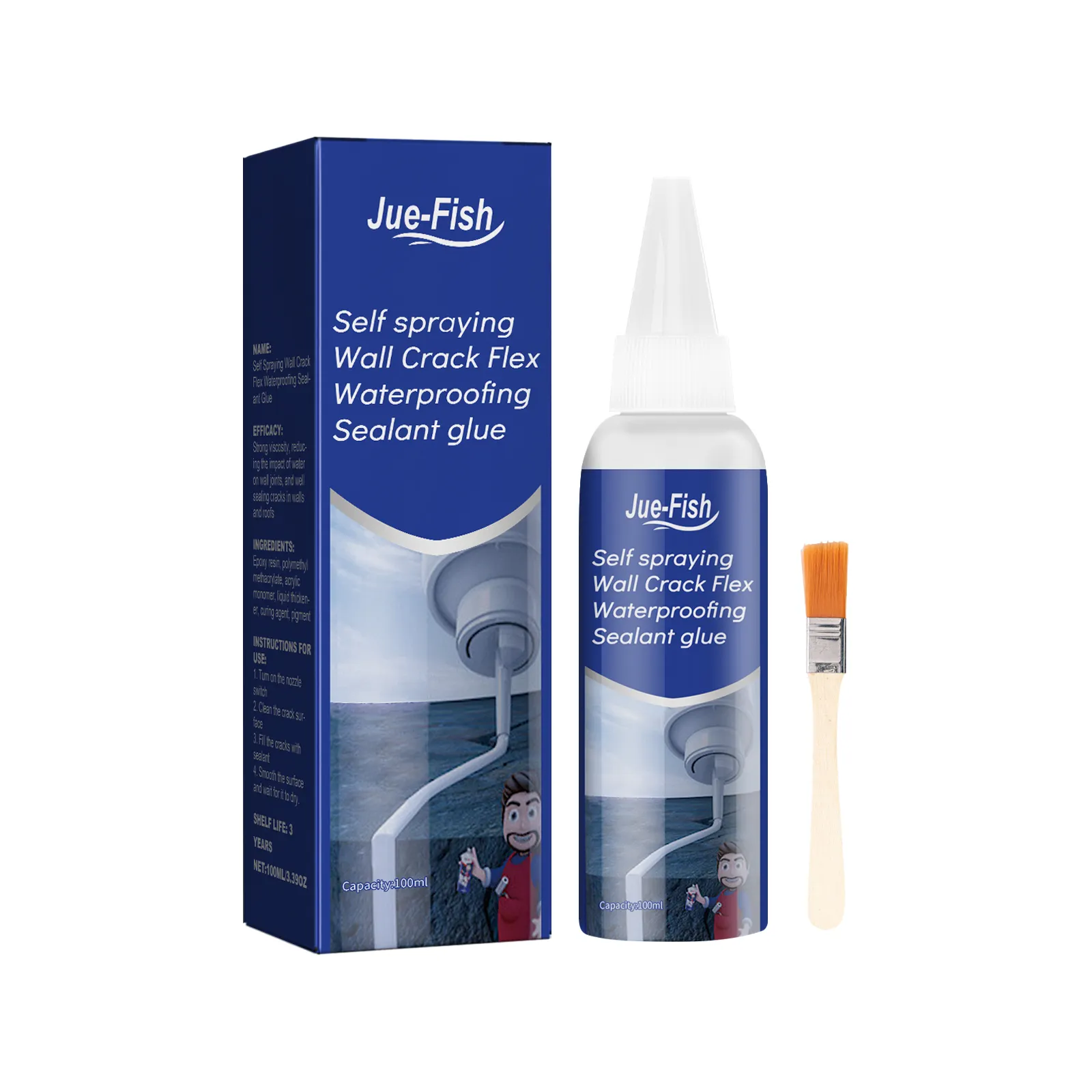 Pegamento adhesivo impermeable Jue-fish para reparación de grietas, sellador impermeable, pintura útil, sellador adhesivo impermeable