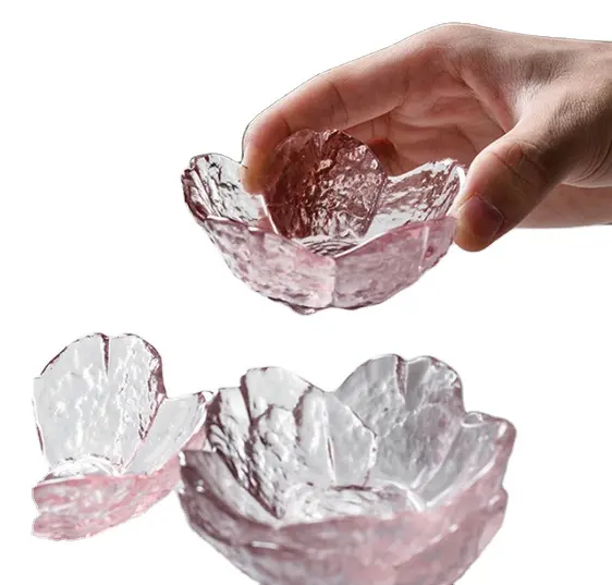 Cereja rosa tempero prato molho de soja tigela flor vidro mini placas manteiga cor Pires prato pratos & placas conjunto