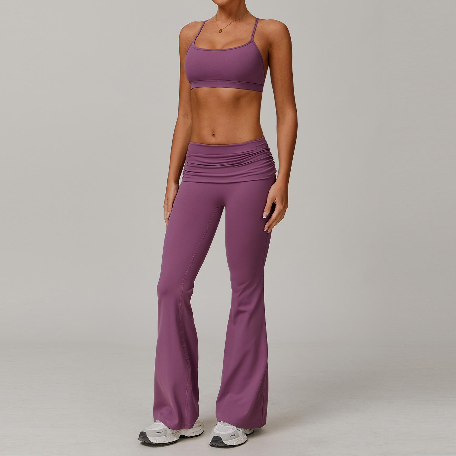 8347 bra 8516 flared pants plum purple