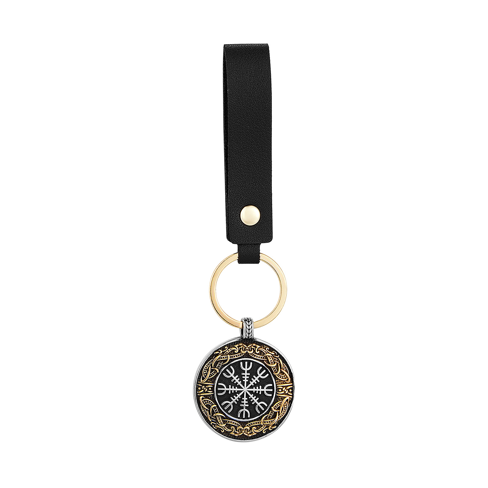 Pendentif bicolore avec cordon en cuir