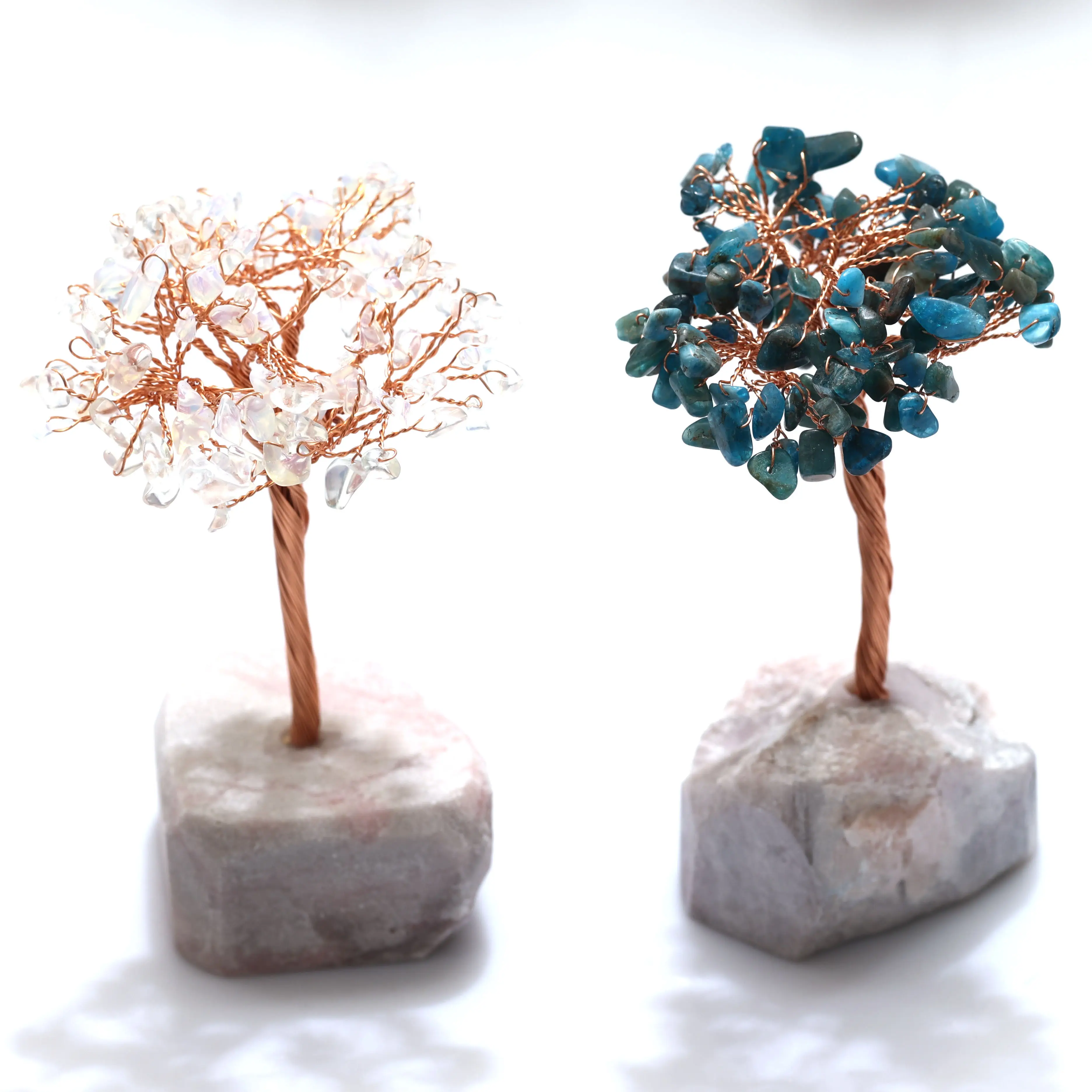 Piedras semipreciosas artesanales, alambre de cobre, adorno de cristal, árbol de cristal para decoración del hogar