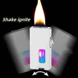New Personalized Gravity Shake Sensor Seven-hole Metal Lighter Butane Refillable Lighter with Visible <strong>LED</strong> <strong>Transom</strong> - Product Image 2
