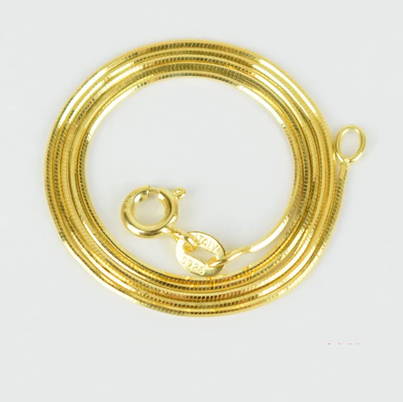 مجوهرات عالية الجودة قلادة مطلية بالذهب سلسلة ثعبان فضة إسترليني حقيقية سلسلة عظمية ثعبان